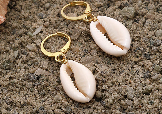 White Shell Drop Earrings