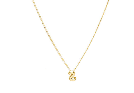 18k Gold-Plated Bubble Letter Initial Pendant Necklace (A–Z)