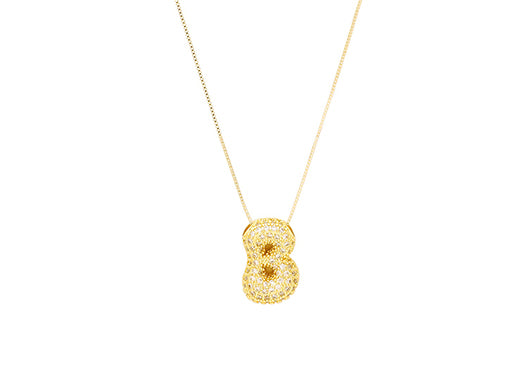 18k Gold-Plated Shiny Bubble Letter Pendant Necklace