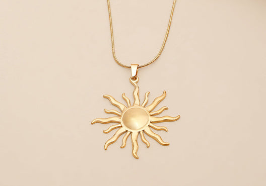 18k Gold Plated Sun Pendant Necklace